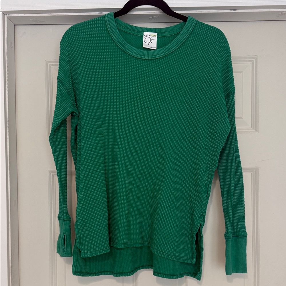 Aerie Green Waffle Knit Sweatshirt